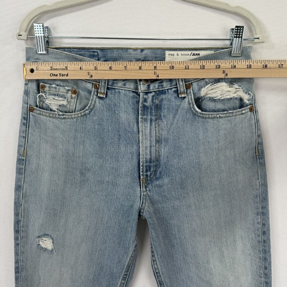 Rag & Bone Jeans Womens 27 Blue Crop Boyfriend Distressed Light Wash Rigid Denim - Picture 14 of 16
